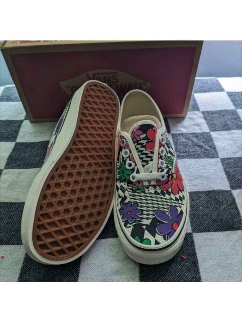 Vans Authentic Kid Youth 3.5 Printed Floral Check Marshmallow Classic 0926 - Picture 3 of 11